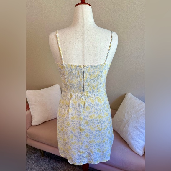 Sunday Best Aritzia Mini Dress Yellow Ditzy Floral Women’s S Milkmaid Coquette - Picture 5 of 13